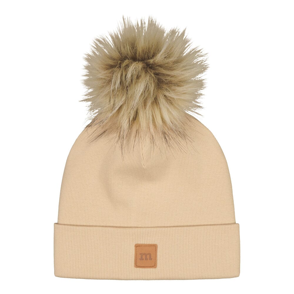 RIB BEANIE WITH FUR POM | MOONLIGHT Pipo My Happy Place