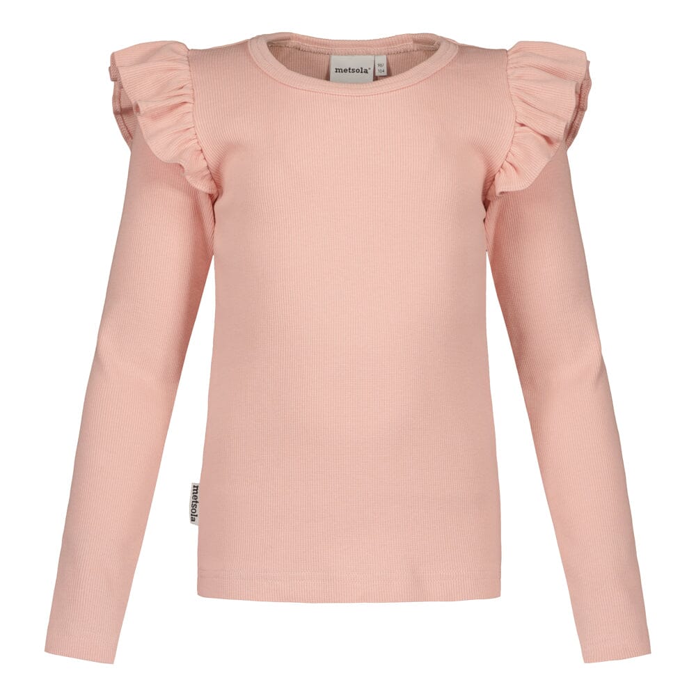 RIB FRILLA SHIRT LS, PEONY Metsola