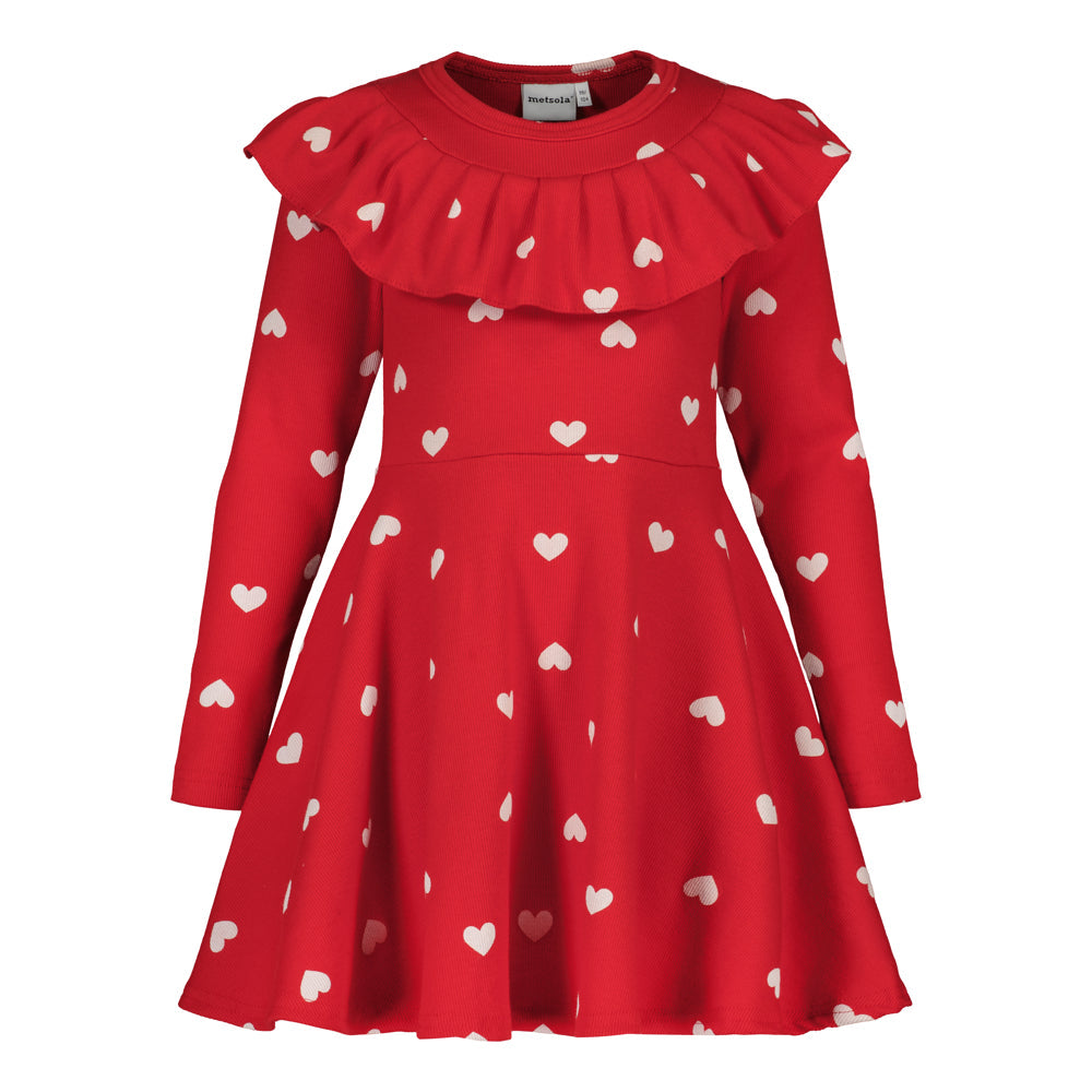 HEART SONG RIB RUFFLE COLLAR DRESS | POPPY