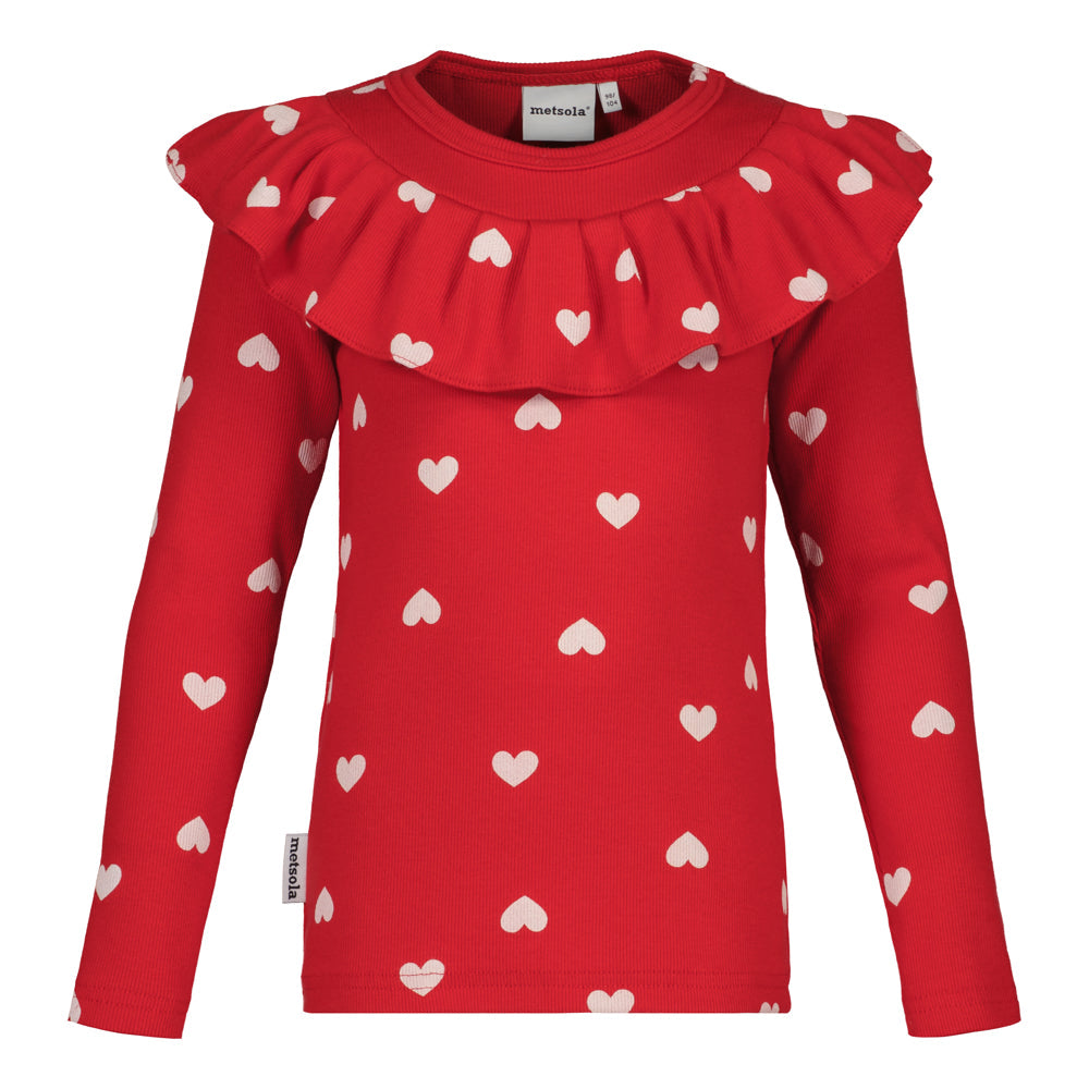 HEART SONG RIB RUFFLE COLLAR SHIRT | POPPY