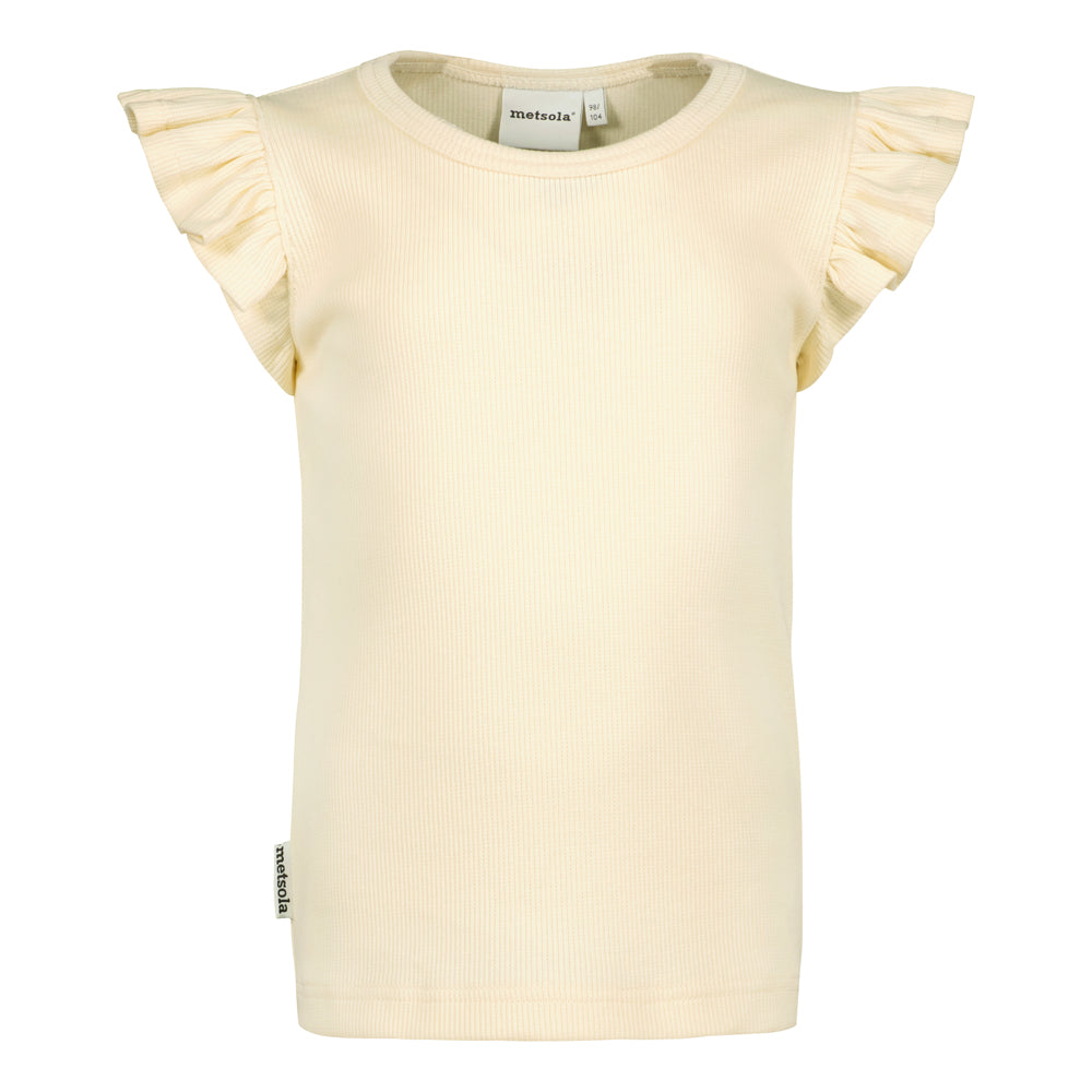 RIB FRILLA SHIRT | VANILLA