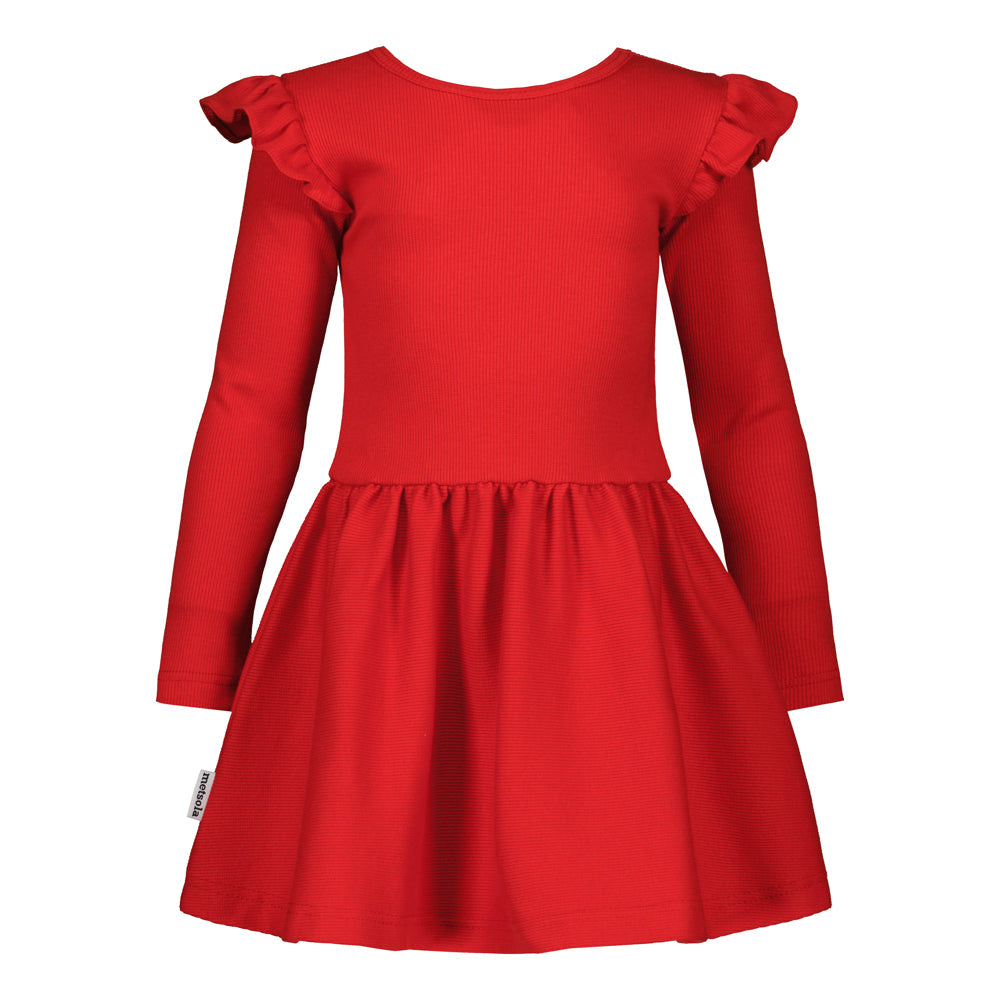 RIB FRILLA DRESS | POPPY