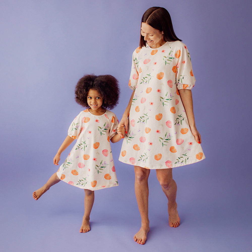 WOMEN'S LOVELY PUFF SLEEVE TUNIC DRESS | VANILLA