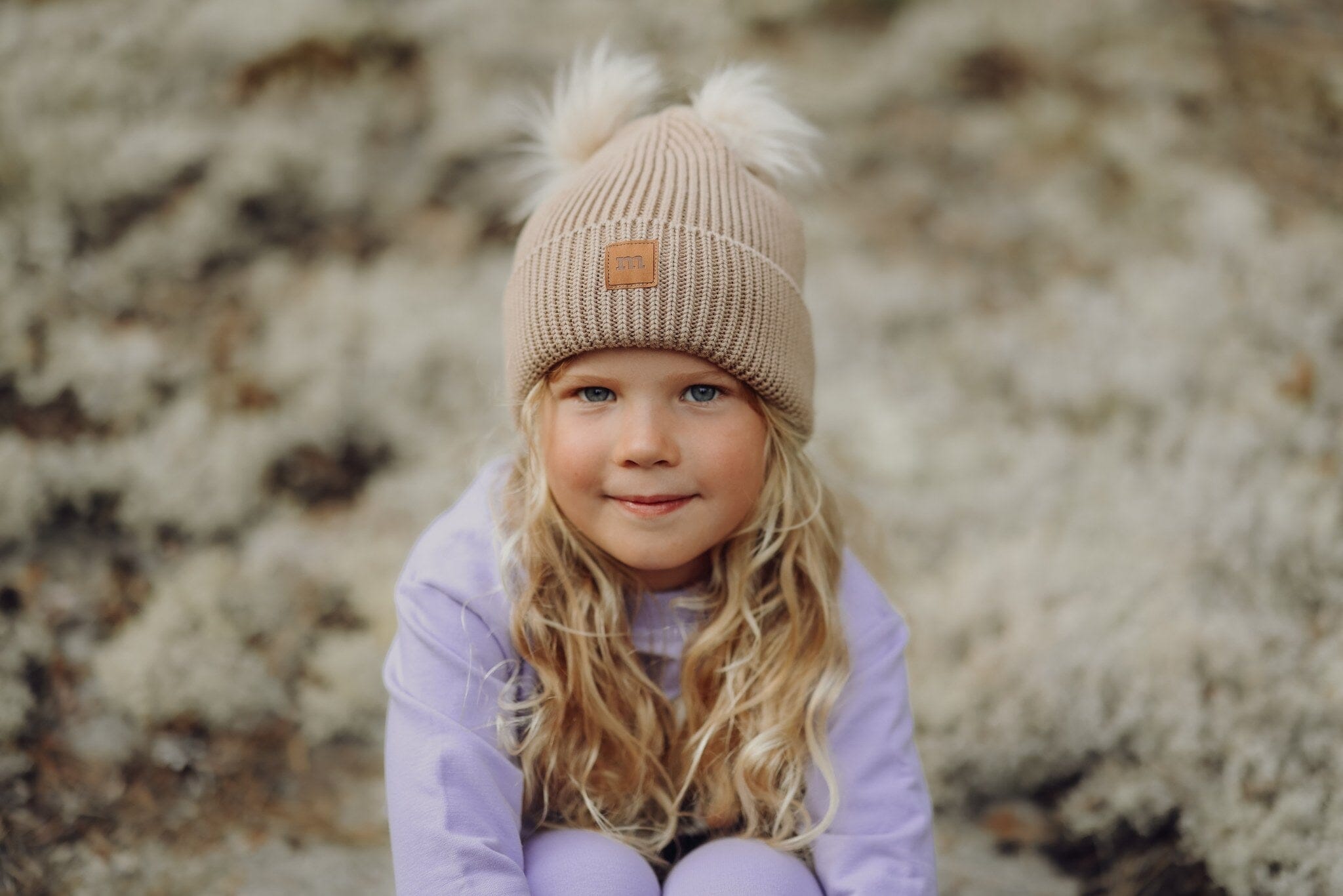 COTTON KNIT DOUBLE FUR POM BEANIE | MUDDY BOOTS Pipo My Happy Place