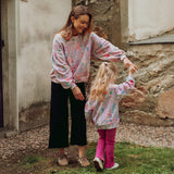 Crystal Bloom Women's Puff Sleeve Sweater -Collegepaita | Pink Aikuisten paita Winter Wonders