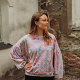 Crystal Bloom Womens Puff Sleeve Sweater | Pink Aikuisten paita Winter Wonders