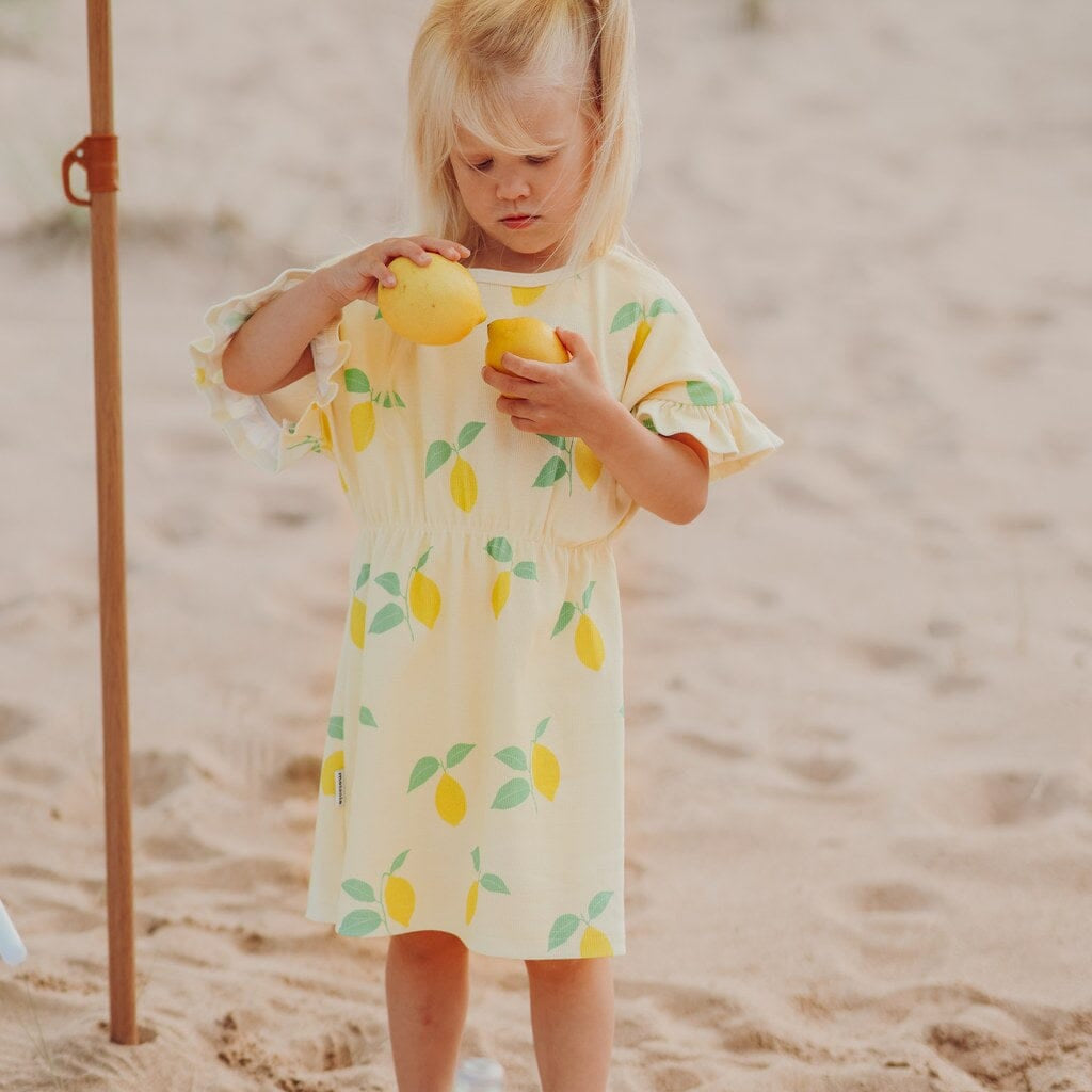 LEMON TREE RIB FRILLA DRESS | LEMON SORBET Mekko Beach Party
