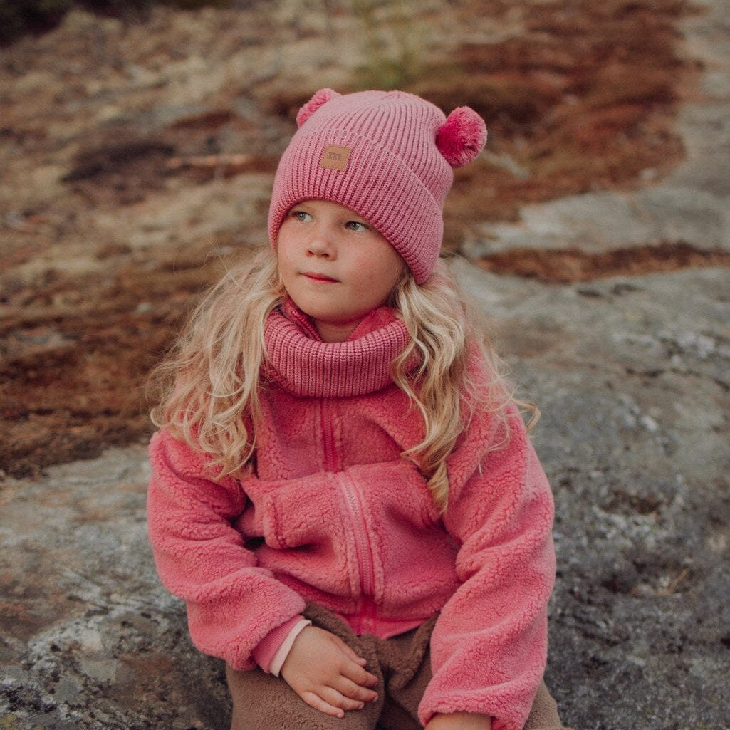 Merino Knitted Pom Pom Beanie | Rosy Pipo Happy Hearts