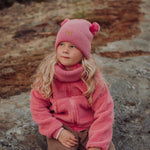 Merino Knitted Pom Pom Beanie | Rosy Pipo Happy Hearts
