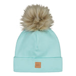 RIB BEANIE WITH FUR POM | OCEAN Pipo My Happy Place