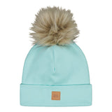 RIB BEANIE WITH FUR POM | OCEAN Pipo My Happy Place