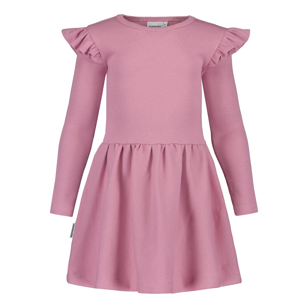 Rib Frilla Dress Ls | Frosty Pink Mekko Winter Wonders