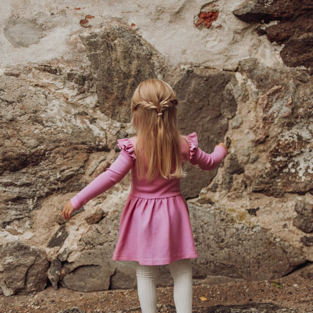 Rib Frilla Dress Ls | Frosty Pink Mekko Winter Wonders