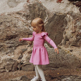 Rib Frilla Dress Ls | Frosty Pink Mekko Winter Wonders