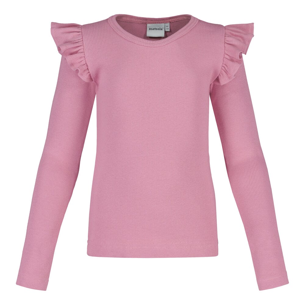 Rib Frilla Shirt Ls | Frosty Pink Pitkähihainen paita Winter Wonders