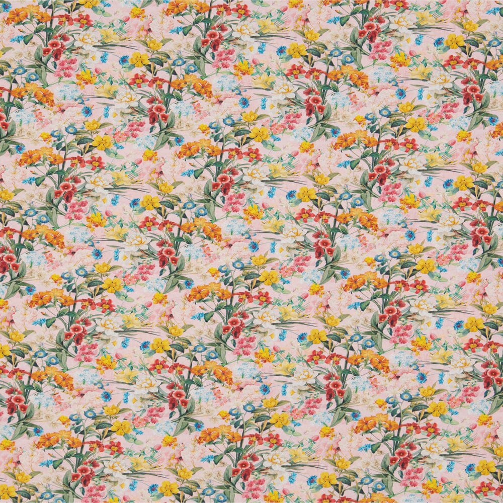 SINGLE JERSEY FLOWER POWER 1M, PINK Kangas Kangaskarkelot