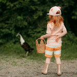 STRIPED COLLEGE SHORTSIT | MILKY APRICOT - VANILLA Housut Wonders of Life