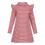 Striped Mock Neck Rib Dress -Mekko | Poppy / Vanilla Mekko Metsola
