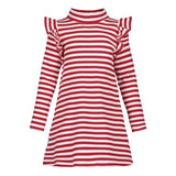 Striped Mock Neck Rib Dress -Mekko | Poppy / Vanilla Mekko Metsola