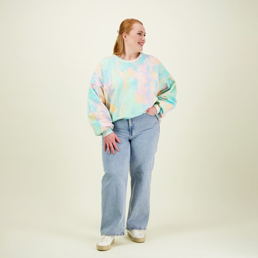 Sunset Womens Puff Sleeve Sweater -Collegepaita Aikuisten paita More Love