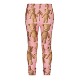 Teddy Bear Leggings | Warm Pink Housut You Make Me Happy
