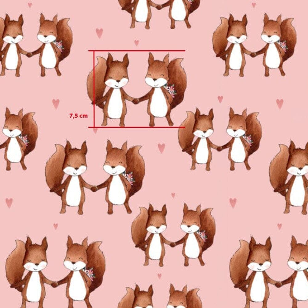 Trikoo Happy Squirrels 1M | Pink Kangas Kangaskarkelot
