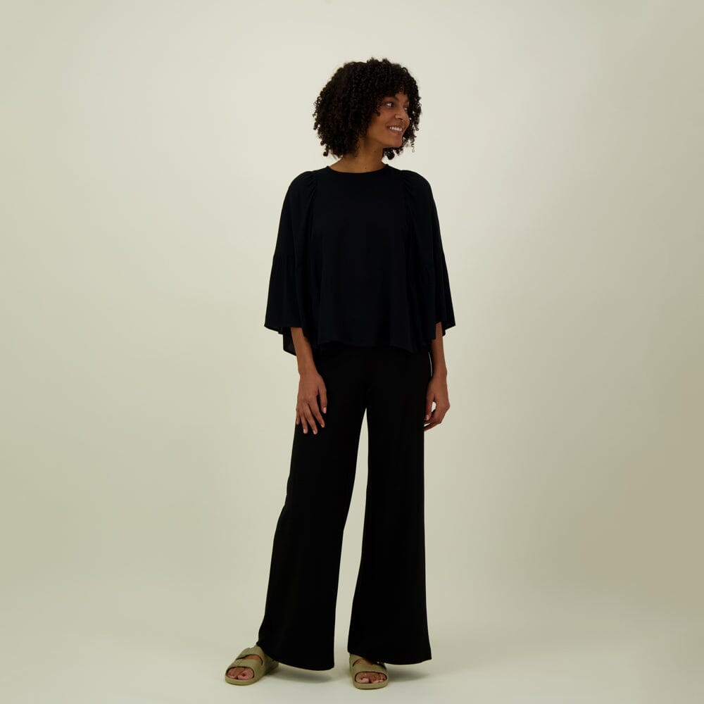 WIDE LEG TROUSERS -HOUSUT | BLACK Aikuisten housut My Happy Place Women