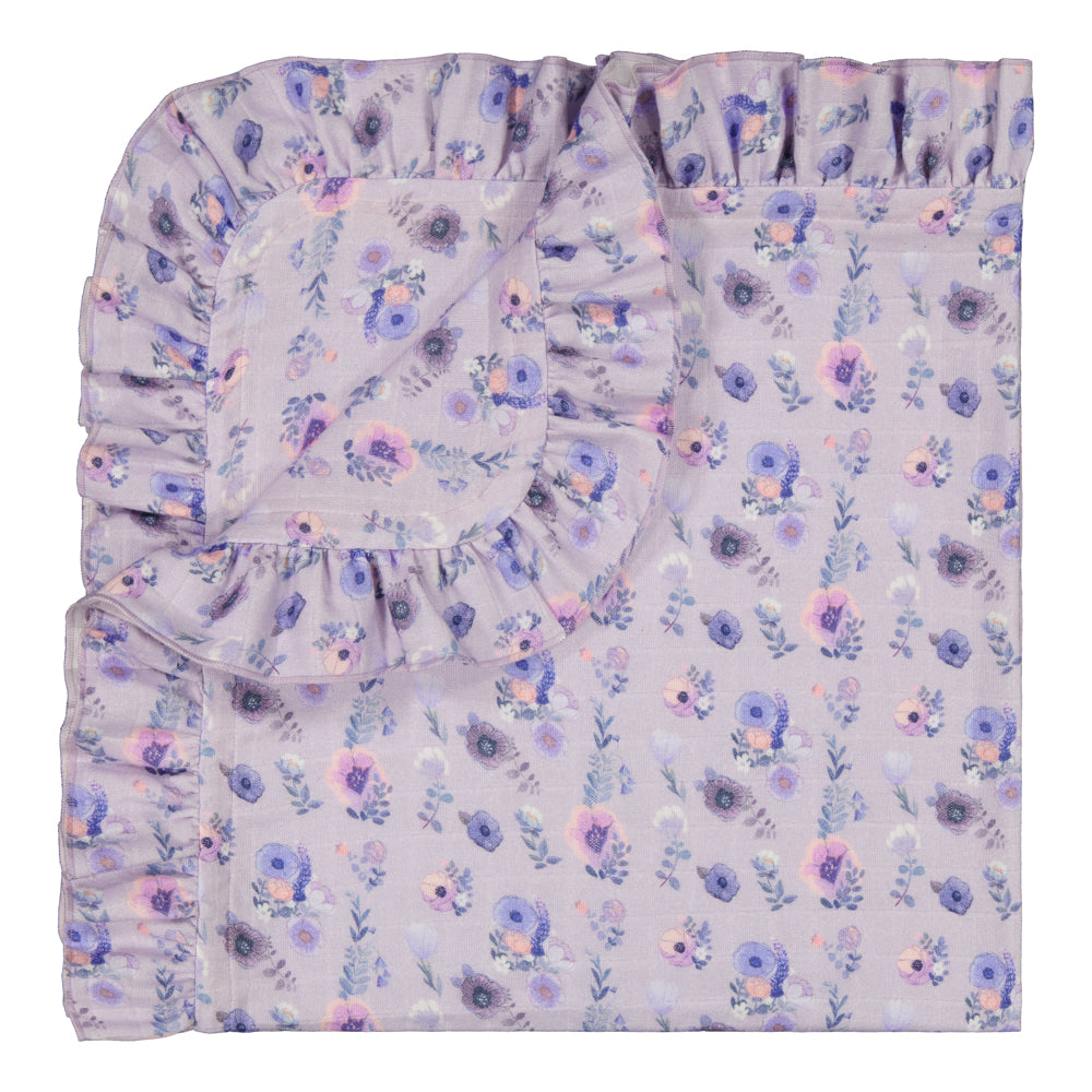 FLOWER DREAMS RUFFLE BLANKET | LAVENDER